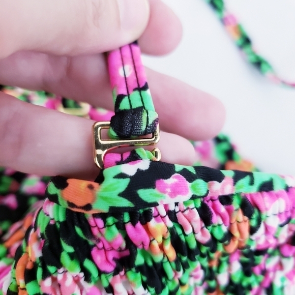 Tori Praver Swimwear Ditsy Floral Smocked Bikini Top Hard to Find - Picture 7 of 8